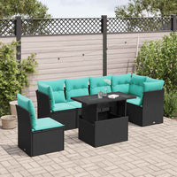 Set Divano da Giardino 6 pz con Cuscini Nero in Polyrattan