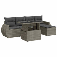 Set Divano da Giardino 6 pz con Cuscini Grigio in Polyrattan
