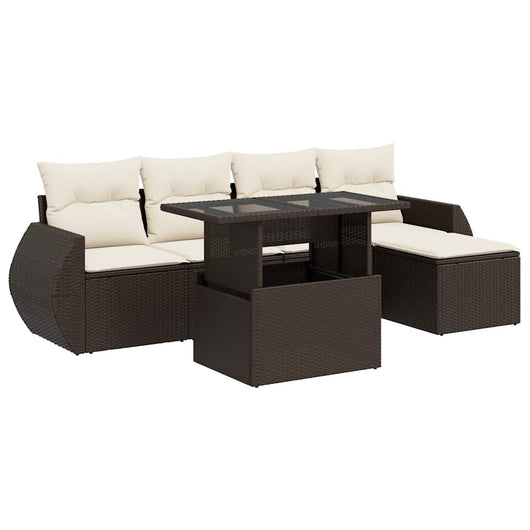 vidaXL Set Divano da Giardino 6 pz con Cuscini Marrone in Polyrattan