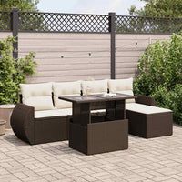 vidaXL Set Divano da Giardino 6 pz con Cuscini Marrone in Polyrattan