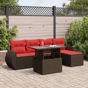 vidaXL Set Divano Giardino 6 pz con Cuscini Marrone Polyrattan Acacia