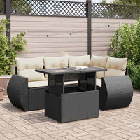 vidaXL Set Divani da Giardino 5 pz con Cuscini in Polyrattan Nero