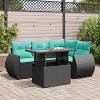 Set Divani da Giardino 5 pz con Cuscini Nero Polyrattan Acacia 3326628