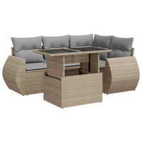vidaXL Set Divano da Giardino 5 pz con Cuscini Beige in Polyrattan