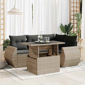 vidaXL Set Divano da Giardino 5 pz con Cuscini Grigio in Polyrattan