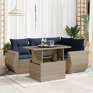 vidaXL Set Divano Giardino 5 pz con Cuscini Grigio Polyrattan Acacia