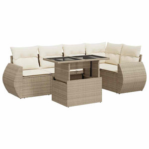 Set Divano da Giardino 6 pz con Cuscini Beige in Polyrattan 3326639