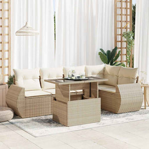 vidaXL Set Divano da Giardino 6 pz con Cuscini Beige in Polyrattan