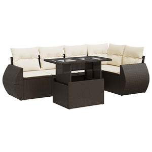 vidaXL Set Divano da Giardino 6 pz con Cuscini Marrone in Polyrattan