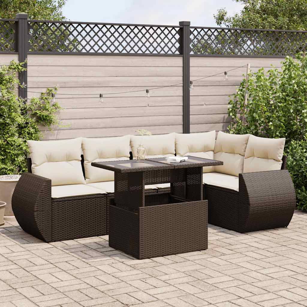 vidaXL Set Divano da Giardino 6 pz con Cuscini Marrone in Polyrattan