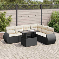 vidaXL Set Divani da Giardino con Cuscini 7pz Nero Polyrattan