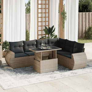 vidaXL Set Divani da Giardino 7 pz con Cuscini Grigio in Polyrattan