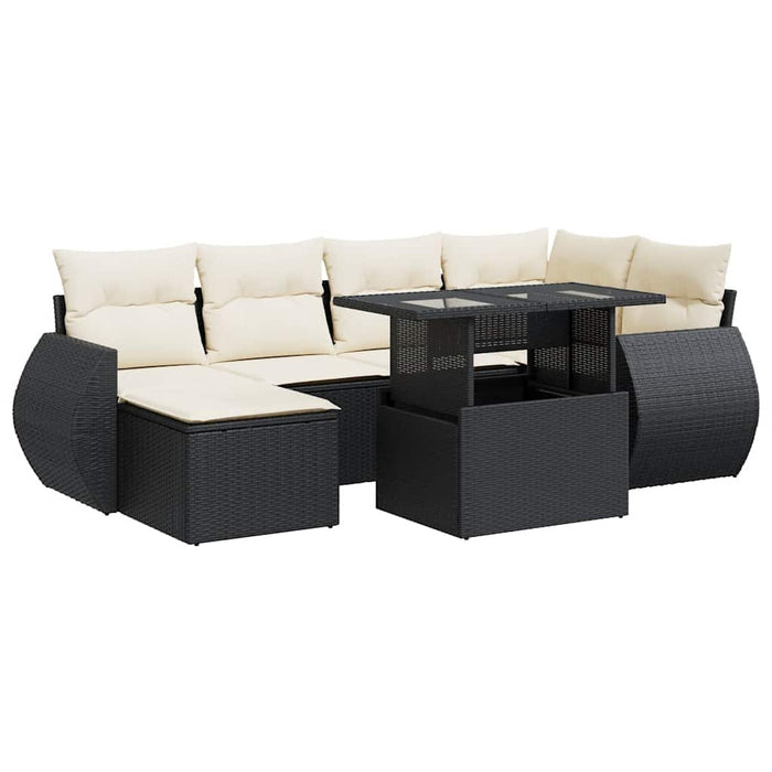 Set Divani da Giardino con Cuscini 7pz Nero Polyrattan 3326667