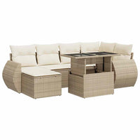 Set Divani da Giardino 7 pz con Cuscini Beige in Polyrattan 3326669