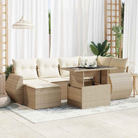 Set Divani da Giardino 7 pz con Cuscini Beige in Polyrattan 3326669