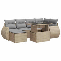 vidaXL Set Divani da Giardino 7 pz con Cuscini Beige in Polyrattan