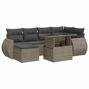 vidaXL Set Divani da Giardino 7 pz con Cuscini Grigio in Polyrattan
