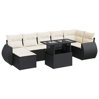 Set Divani da Giardino con Cuscini 8 pz Nero in Polyrattan
