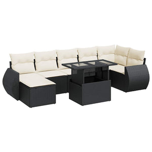 Set Divani da Giardino con Cuscini 8 pz Nero in Polyrattan