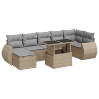 Set Divano da Giardino 8 pz con Cuscini Beige in Polyrattan