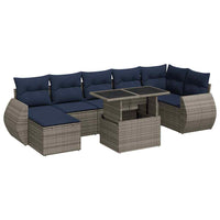 Set Divano da Giardino 8pz con Cuscini Grigio Polyrattan Acacia