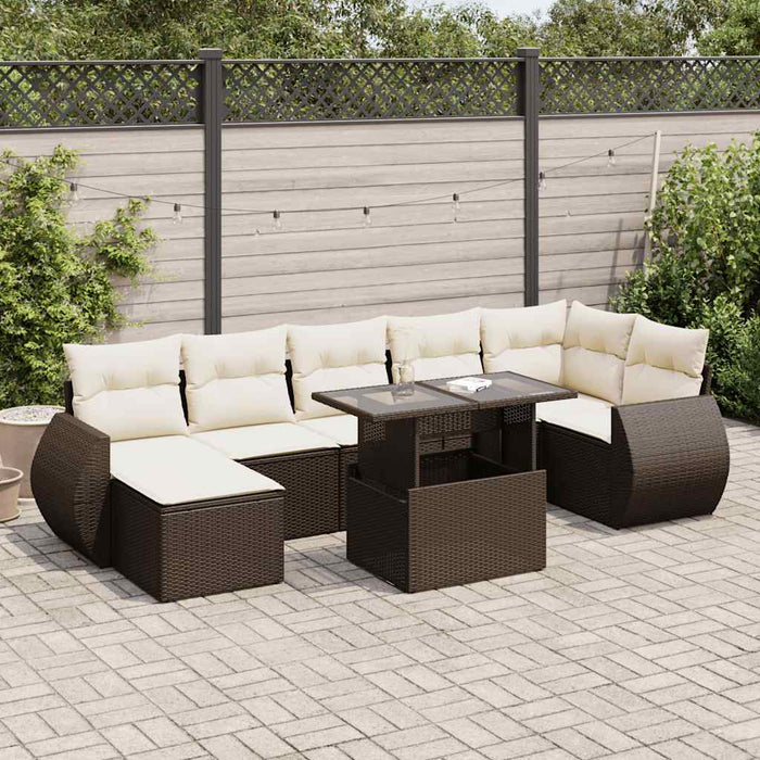 vidaXL Set Divani da Giardino 8 pz con Cuscini Marrone in Polyrattan