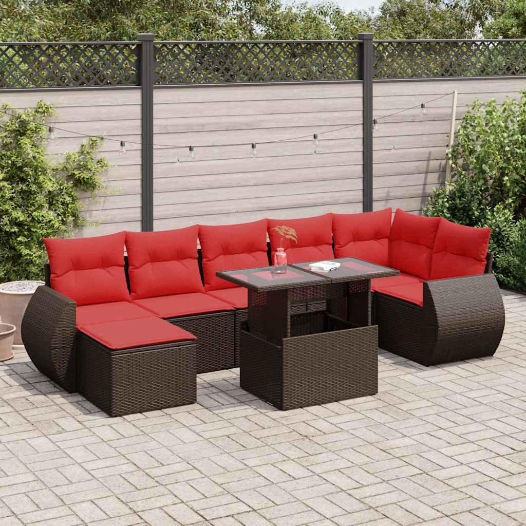 vidaXL Set Divani Giardino 8 pz con Cuscini Marrone Polyrattan Acacia