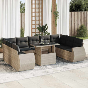 vidaXL Set Divano Giardino 10 pz con Cuscini Grigio Chiaro Polyrattan