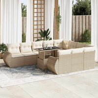 vidaXL Set Divani da Giardino 11 pz con Cuscini Beige in Polyrattan
