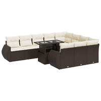 vidaXL Set Divani da Giardino 11 pz con Cuscini Polyrattan Marrone