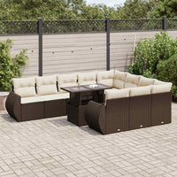 vidaXL Set Divani da Giardino 11 pz con Cuscini Polyrattan Marrone