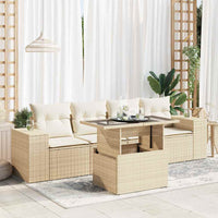 Set Divano da Giardino 5 pz con Cuscini Beige in Polyrattan 3326719