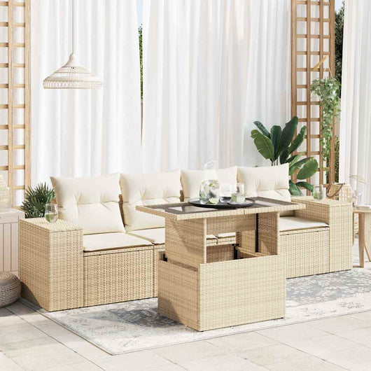 Set Divano da Giardino 5 pz con Cuscini Beige in Polyrattan 3326719