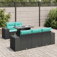 Set Divano da Giardino 6 pz con Cuscini Nero Polyrattan Acacia 3326728