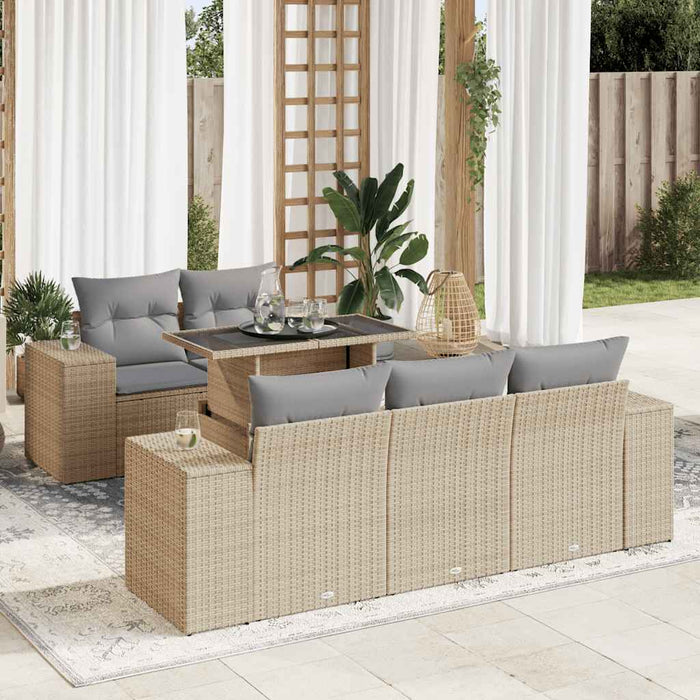 Set Divano da Giardino 6 pz con Cuscini Beige in Polyrattan 3326730