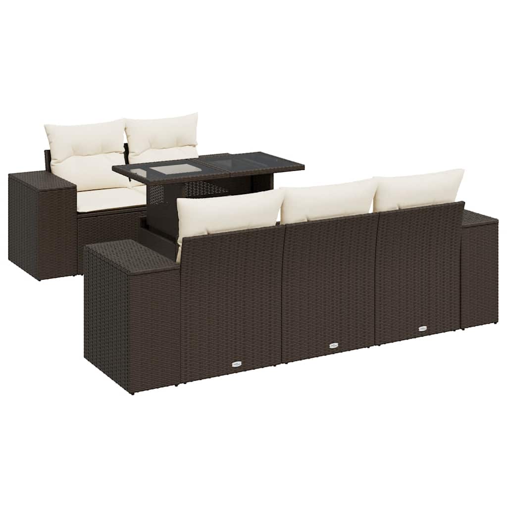 vidaXL Set Divano da Giardino 6 pz con Cuscini Marrone in Polyrattan