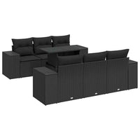 vidaXL Set Divani da Giardino con Cuscini 7pz Nero Polyrattan