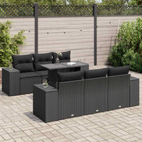 vidaXL Set Divani da Giardino con Cuscini 7pz Nero Polyrattan