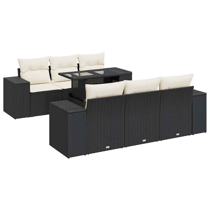 vidaXL Set Divani da Giardino con Cuscini 7pz Nero Polyrattan