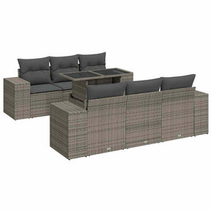 vidaXL Set Divani da Giardino 7 pz con Cuscini Grigio in Polyrattan