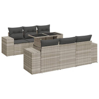 vidaXL Set Divani da Giardino 7pz con Cuscini Grigio Chiaro Polyrattan