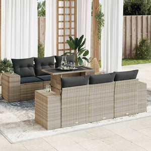 vidaXL Set Divani da Giardino 7pz con Cuscini Grigio Chiaro Polyrattan