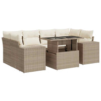 vidaXL Set Divani da Giardino 7 pz con Cuscini Beige in Polyrattan