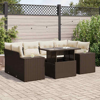 vidaXL Set Divani da Giardino 7 pz con Cuscini Marrone in Polyrattan