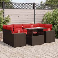 vidaXL Set Divani Giardino 7 pz con Cuscini Marrone Polyrattan
