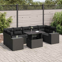 vidaXL Set Divani da Giardino con Cuscini 8 pz Nero in Polyrattan