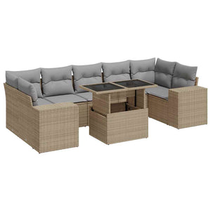 vidaXL Set Divano da Giardino 8 pz con Cuscini Beige in Polyrattan