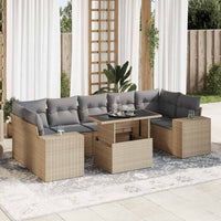 vidaXL Set Divano da Giardino 8 pz con Cuscini Beige in Polyrattan