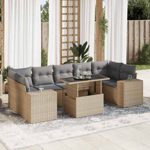 vidaXL Set Divano da Giardino 8 pz con Cuscini Beige in Polyrattan