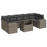 Set Divano da Giardino 8 pz con Cuscini Grigio in Polyrattan 3326761